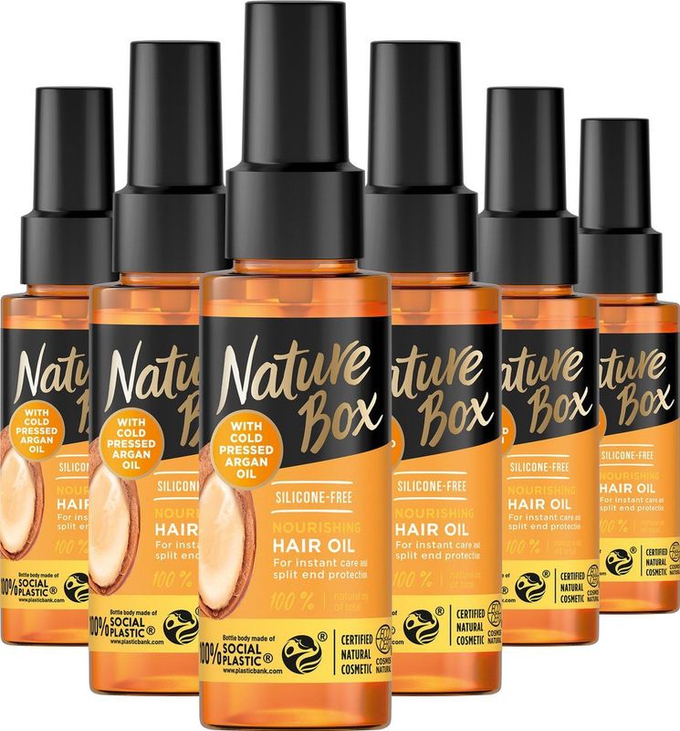 Nature Box - Argan Haarolie - Haarverzorging - Haarolie - Voordeelverpakking - 6 x 70 ml