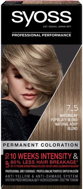 Syoss - Permanent Cool Color - Haarkleuring - 7_5 Natural Ashy Blond - 1 st