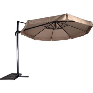 Zweefparasol Virgo Taupe Ø350 cm - Incl. Zware Parasolvoet