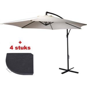 Zweefparasol ""Banana"" Beige - Ø300 cm | incl. 4 Tegels