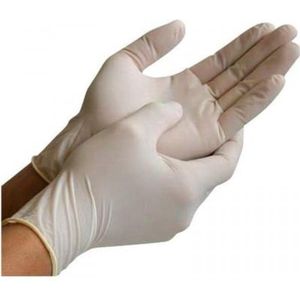 Poedervrije latex handschoen Maat S 100 Stuks