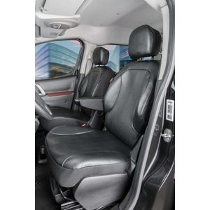Walser Autostoelhoes Transporter Fit Kunstleer antraciet geschikt voor Citroen Berlingo, 2 Enkele zetele front