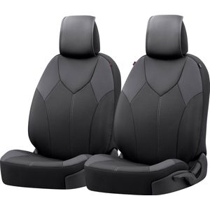 Walser Premium autozetelhoezen Portofino met rits - ZIPP-IT zetelhoezen - 2 zetelhoezen vooraan zwart/grijs