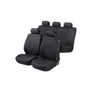 Walser Auto stoelbekleding Set, Auto Autostoelhoes Dotspot Premium set, 2 stoelbeschermer voor voorstoel, 1 stoelbeschermer voor achterbank in zwart/grijs