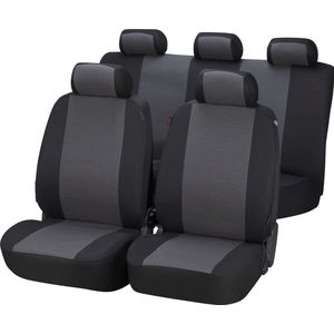 Walser Auto stoelbeschermer Pineto set, universeel Autostoelhoes zwart-grijs, stoelbekleding Polyester