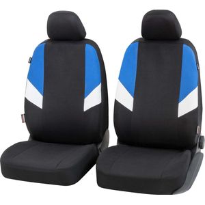 CarComfort Autostoelhoes Cala voorstoelhoezen - universele autostoelhoezen zwart-blauw - stoelhoezen polyester