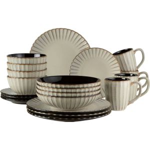 Schafer porselein Hayal - Espresso kopjes met schoteltjes 90 ml - set van 12 - grijs/wit