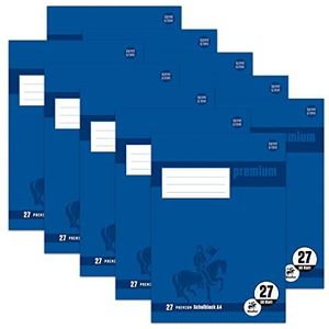 Staufen Premium schoolblok - DIN A4, liniatuur 27 (9 mm gelinieerd met randlijnen), 50 vellen, 4-voudige perforatie, 90 g/m² premium papier, 10 stuks