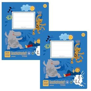 Ursus Formati Creativheft C.2 Quart 20 vellen blanco + gelinieerd, van 100% gerecycled papier, 2 stuks, gecombineerde liniatuur voor creatief leren