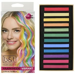 B&T - Levendige Haarkrijt Set - 12 Kleuren - Wasbaar - Tijdelijke Kleuring