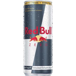 Red Bull energiedrank, zero, blik van 25 cl, pak van 4 stuks