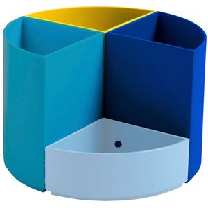 Stiftebox Exacompta BEE BLUE The Quarter, modulare Kreisform, 3 gleich hohe & 1 niedriges Viertel, stapelbar, Kunststoff, mehrfarbig