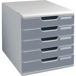 Exacompta - ref. 301014D - Organisatiesysteem - Lichtgrijs/Zwart - Ladebox MODULO A4 met 5 gesloten lades