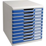 Exacompta Schubladenbox Modulo  blau 302003D, DIN A4 mit 10 Schubladen