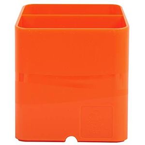 Exacompta - Ref. 67788D – doos met 10 pennenkoppen PEN-CUBE Iderama – met 2 vakken in verschillende maten en hoogtes – afmetingen 7,4 x 7,4 x 9,3 cm – kleur Tangerine