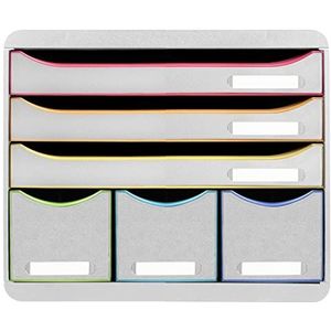 Exacompta 306913D 1x STORE-BOX ladenbox met 6 laden, Black Office, wit-wit-harlekijn - meerkleurig Synthetisch materiaal 306913D