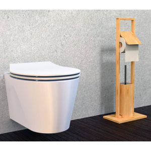 EISL BAMBOE WC-Set - Vrijstaande Bamboe Toiletaccessoire Set - Duurzaam - (B x H x D) ca. 30 x 82 x 21 cm