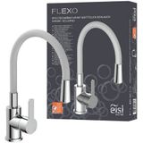 EISL NI186FLHG FLEXO Wastafelkraan, flexibele kraan voor de keuken, hoge uitloop met soft-touch-slang, 360 graden draaibaar, met waterbesparingsfunctie, flexibele uitloop, chroom/lichtgrijs