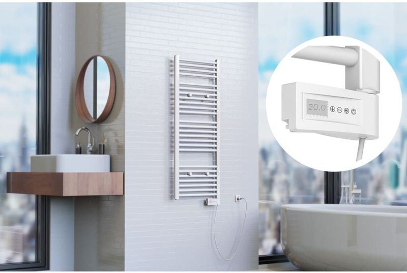 EISL Designradiator Handdoekradiator Elektrisch 120 x 50 cm met Timer, Wit