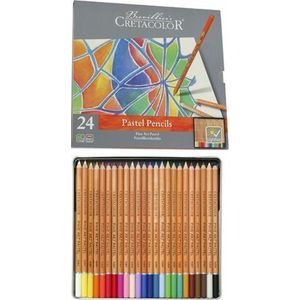 Cretacolor 24 stuks lichtbestendige pastelpotloden in metalen doos