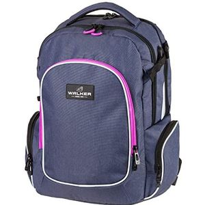 Walker 42117-267 Campus Evo Blue-Ivy-Pink Rugzak met 3 vakken, laptopvak, zijzakken, rugbekleding, in hoogte verstelbaar draagsysteem, waterafstotend, rugzak voor school, universiteit en kantoor,