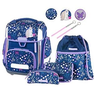 Schneiders Vienna 78394-072 - Ergolite Bloom schooltas, 9-delige set met schooltas, etui, boekentas, sporttas, 3 klittenbandmotieven en 2 glow sticks