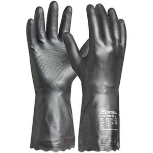 Gebol Carostar Chemische beschermende handschoenen met katoenen vlokken aan de binnenkant, maat L (9), reinigingshandschoenen met hoge veiligheid, voor dames en heren, zwart, 1 paar
