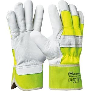Gebol Worker Pro Thermo | Maat XL (maat 10) | lederen werkhandschoenen met koude-isolerende voering | waterafstotende winterhandschoenen | eenvoudig uit- en aantrekken | voor heren | geel, wit | 1
