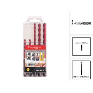 Alpen - MultiCut 100905100 Hartmetall Mehrzweckbohrer-Set 5teilig 5 mm, 6 mm, 8 mm, 10 mm SDS-Plus 1