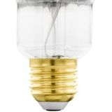 EGLO Vintage LED lamp E27 dimbaar, vierkante gloeilamp met spiraal in zwart-transparant, 4 Watt, 50 Lumen, cube lichtbron decoratief, warm wit, 1700 Kelvin, Ø 9,5 cm