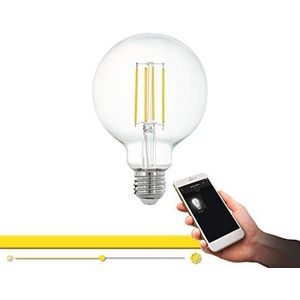 EGLO Connect E27-ledlamp, Smart Home vintage gloeilamp, helder, 6 watt (komt overeen met 60 watt), 806 lumen, dimbaar, warmwit, 2700 kelvin, ledlamp G95, Ø 9,5 cm