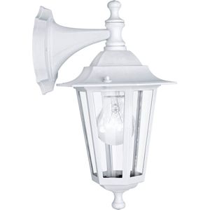 EGLO Laterna 5 Wandlamp voor buiten, 1-lichts wandlamp van gegoten aluminium en glas, kleur: wit, fitting: E27, IP44