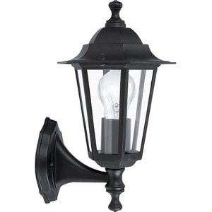 EGLO Laterna 4 buitenwandlamp van gegoten aluminium, zwart en glas, lamp met E27-fitting, IP44