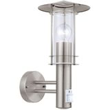 EGLO Lisio buitenwandlamp, 1-lichts, incl. bewegingsmelder, sensor-wandlamp van roestvrij staal, kleur: zilver; glas: helder; fitting: E27; IP44