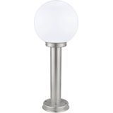 Eglo Nisia Buitenlamp, padverlichting, 1-vlammige buitenlamp, staande lamp van roestvrij staal en glas, kleur: zilver, wit, fitting: E27, IP44