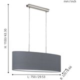 EGLO - Pasteri - Hanglamp - Grijs - Staal en Textiel