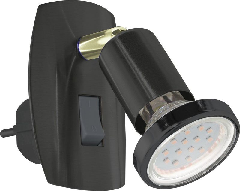 EGLO LED Stekkerspot Parrini | 1X GU10 4.5W 3000K 345Lm | IP20 | Zwart/goud