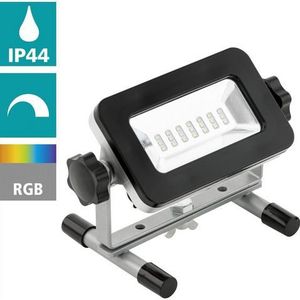 EGLO LED-spot Piera, draagbare werklamp van aluminium en kunststof, werklicht tafel in zwart met draaibare spot, IP44, neutraal wit, 480lm