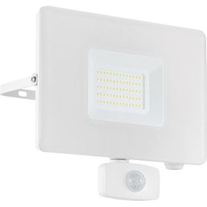 EGLO LED-buitenspot Faedo 3, 1-lichts buitenlamp incl. bewegingsmelder, sensor wandspot van aluminium, kleur: wit, glas: helder, 50 watt, IP44