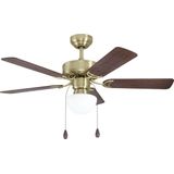 Eglo - Deckenventilator cadiz, 5 Flügel Ventilator mit Licht, Zugkette, Wendeflügel aus mdf in Walnuss oder Eiche, Gehäuse aus brüniertem Stahl,