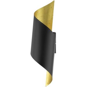 Eglo - Wandleuchte Jabaloyas, 1-flammige Wandlampe innen, Up und Down Leuchte, Wohnzimmer Wandbeleuchtung, Flurlampe aus Metall in schwarz und gold,