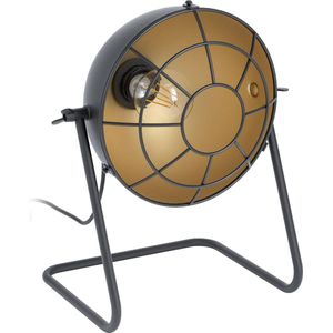 Tafellamp - Zwart Staal - Gouden Binnenkant - Draadframe - E27 Fitting
