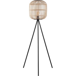 EGLO Bordesley Vloerlamp - Zwart/Natuur - E27 - 139 cm