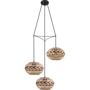 EGLO Dondarrion - Hanglamp - Zwart - Staal en Hout - Ø 57 cm