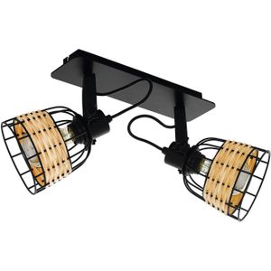 EGLO - Anwick 1 Spot - Zwart/Rotan - E27 - 48 cm