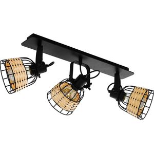 EGLO Anwick 1 Spot - E27 - 67 cm - Zwart/Rotan