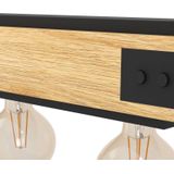 EGLO - Layham - Hanglamp - Bruin/Zwart - Hout/Staal