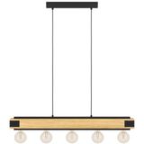 EGLO - Layham - Hanglamp - Bruin/Zwart - Hout/Staal