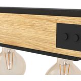 EGLO - Layham - Hanglamp - Bruin/Zwart - Hout/Staal