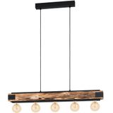 EGLO - Layham - Hanglamp - Bruin/Zwart - Hout/Staal